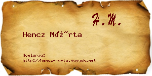 Hencz Márta névjegykártya